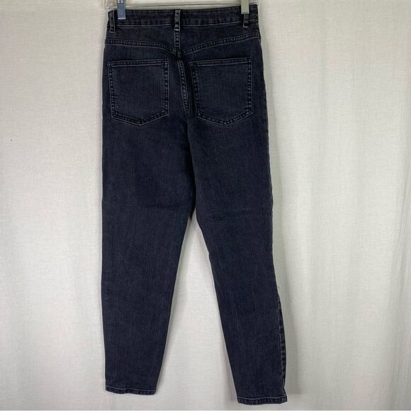 ASOS Denim Faded Black Distressed High Rise Boyfriend Jeans Stretch 28/32 - Picture 6 of 10